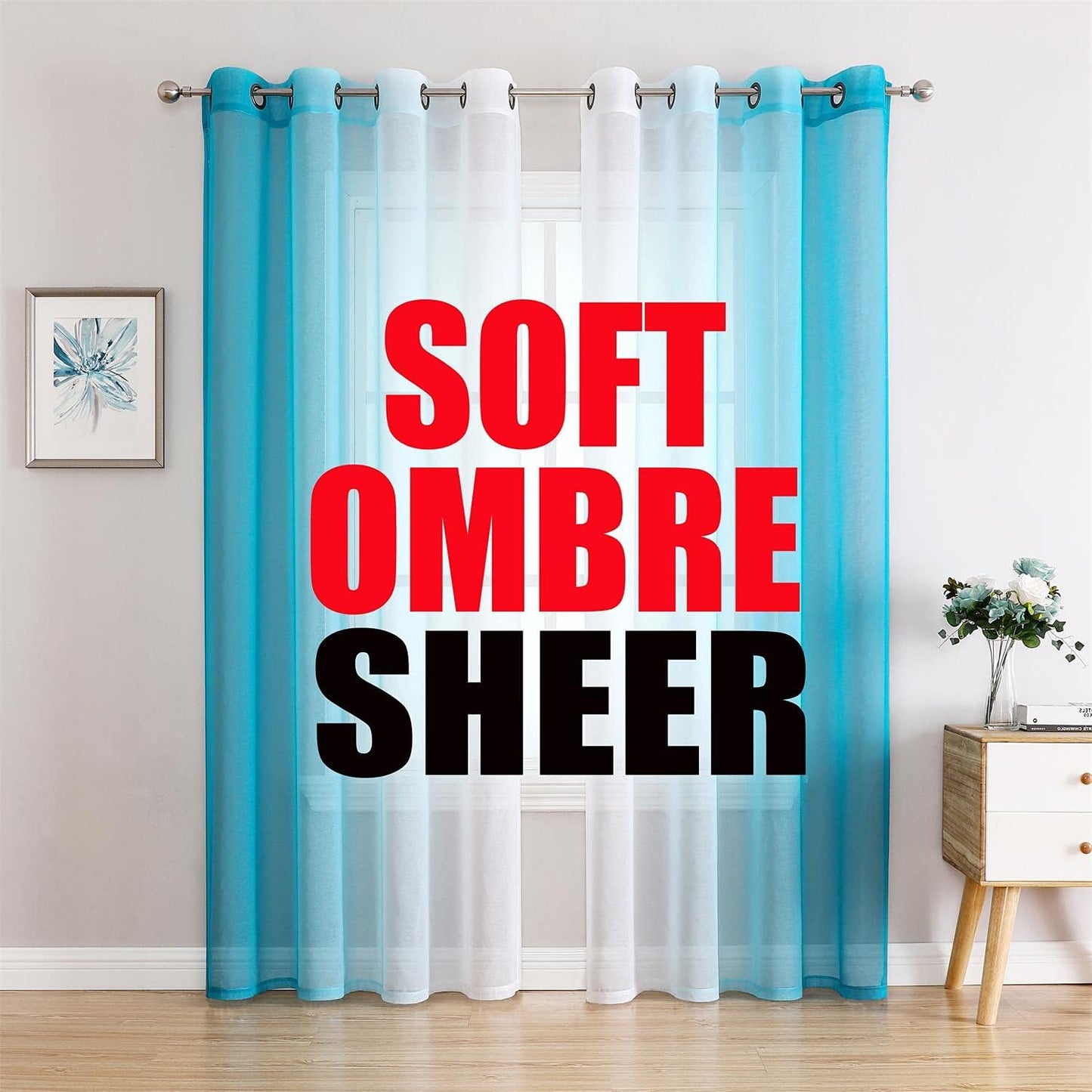 Turquoise Ombre Sheer Curtains - Light Filtering 84