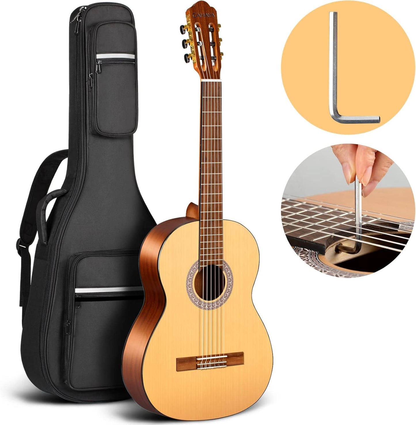 CAHAYA 39 Classical Guitar Kit - Full Size with Padded Gig Bag