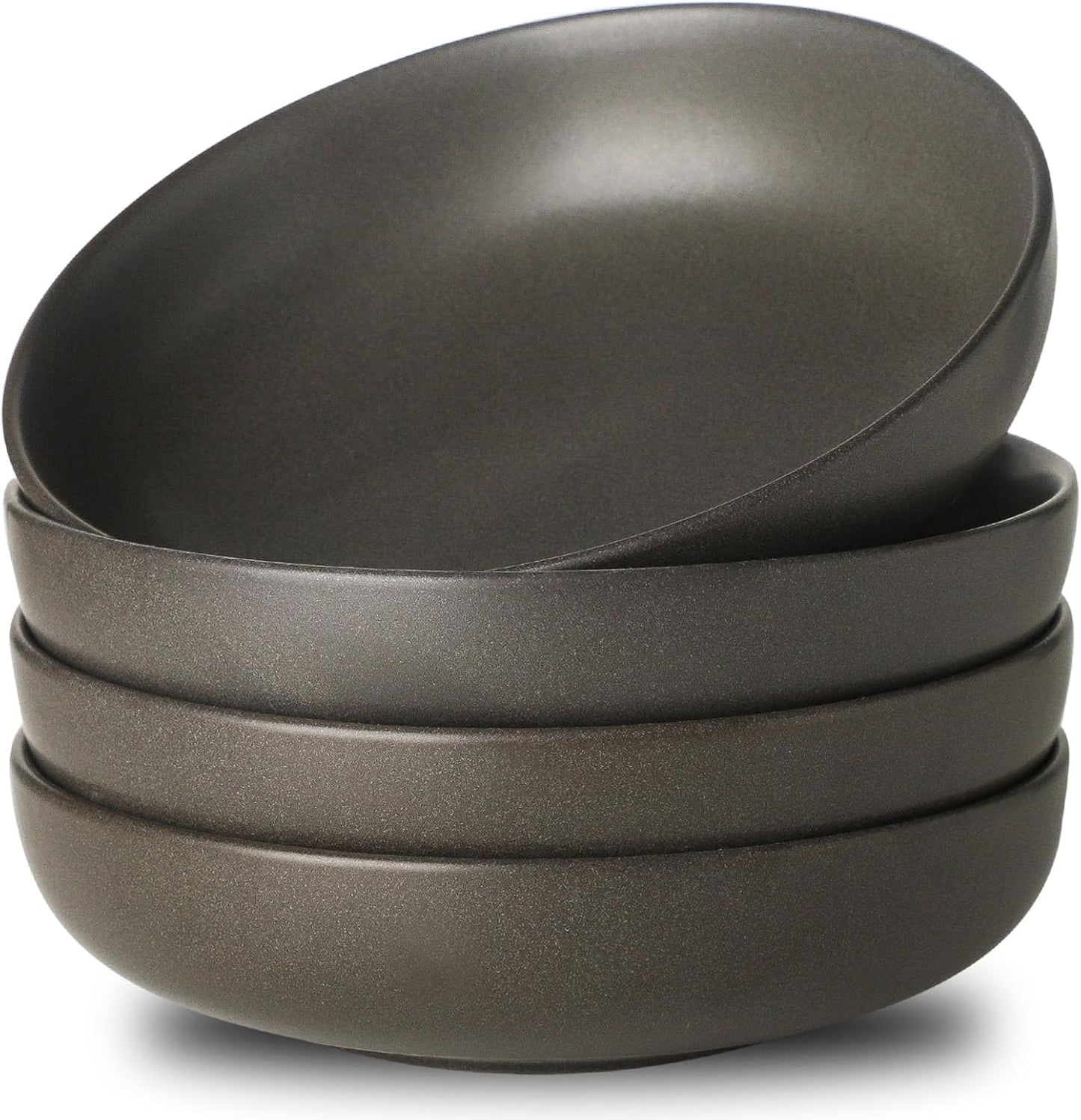 Stoneware Pasta Bowls Set of 4 for Ramen and Salad Serving