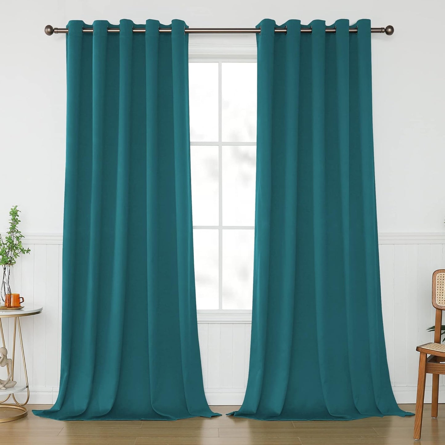 KEQIAOSUOCAI Teal Curtains for Room Darkening and Privacy