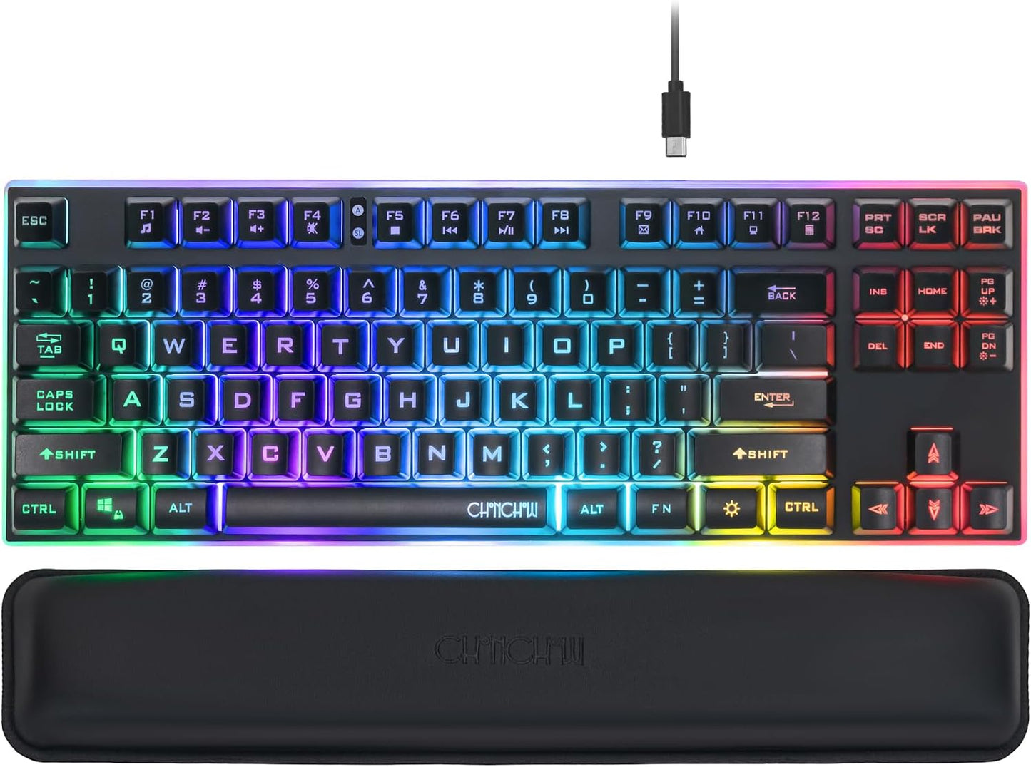 CHONCHOW 87 Keys TKL Gaming Keyboard: RGB Backlight & Comfort Wrist Rest