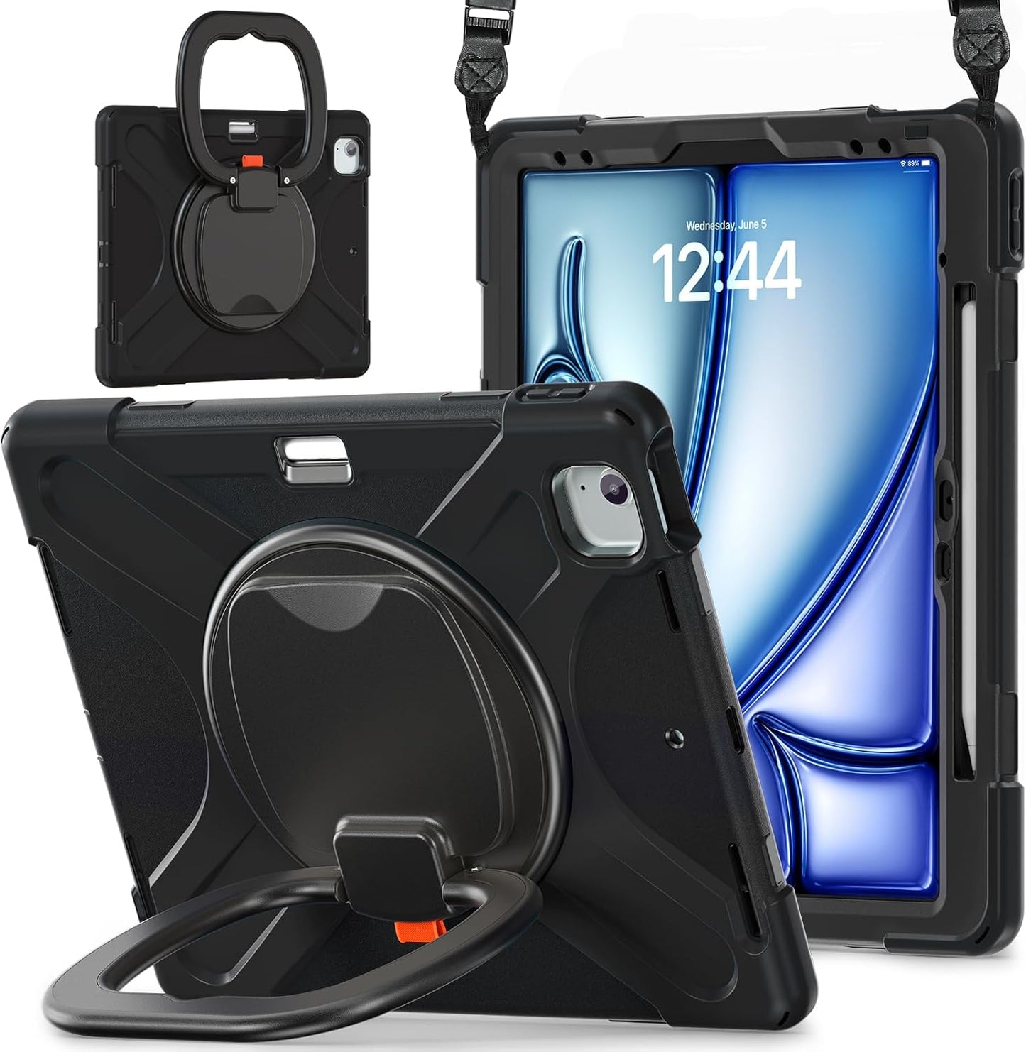 MEEgoodo iPad Air 13 inch Case with Rotating Stand & Strap