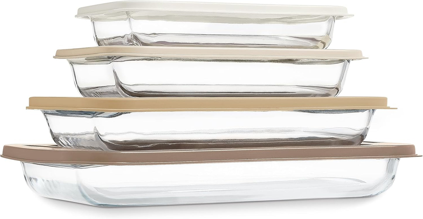 COOK WITH COLOR 8 PC Glass Baking Dish Set with Lids for All Needs