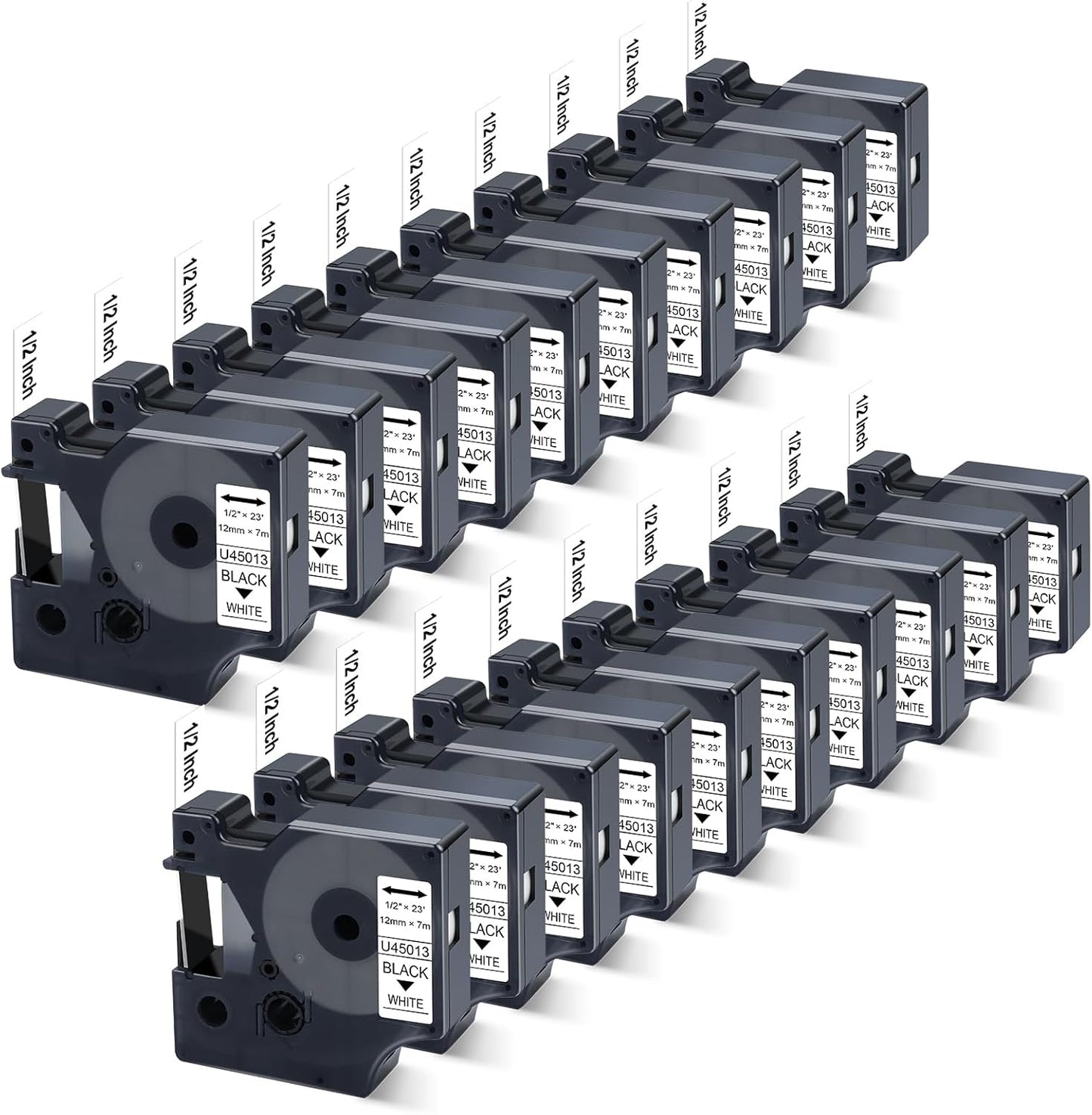 20-Pack Dymo 45013 D1 Label Tape Black on White 1/2 Inch