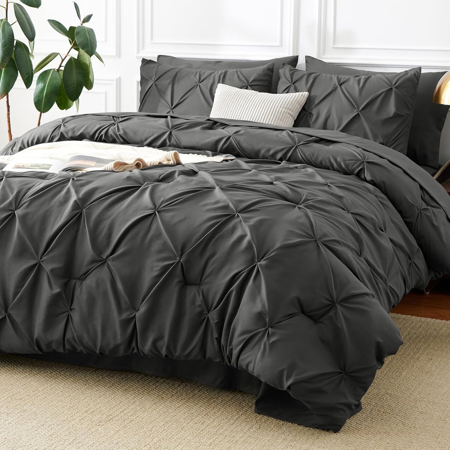 CozyLux Twin XL Comforter Set Dark Grey for College Dorms