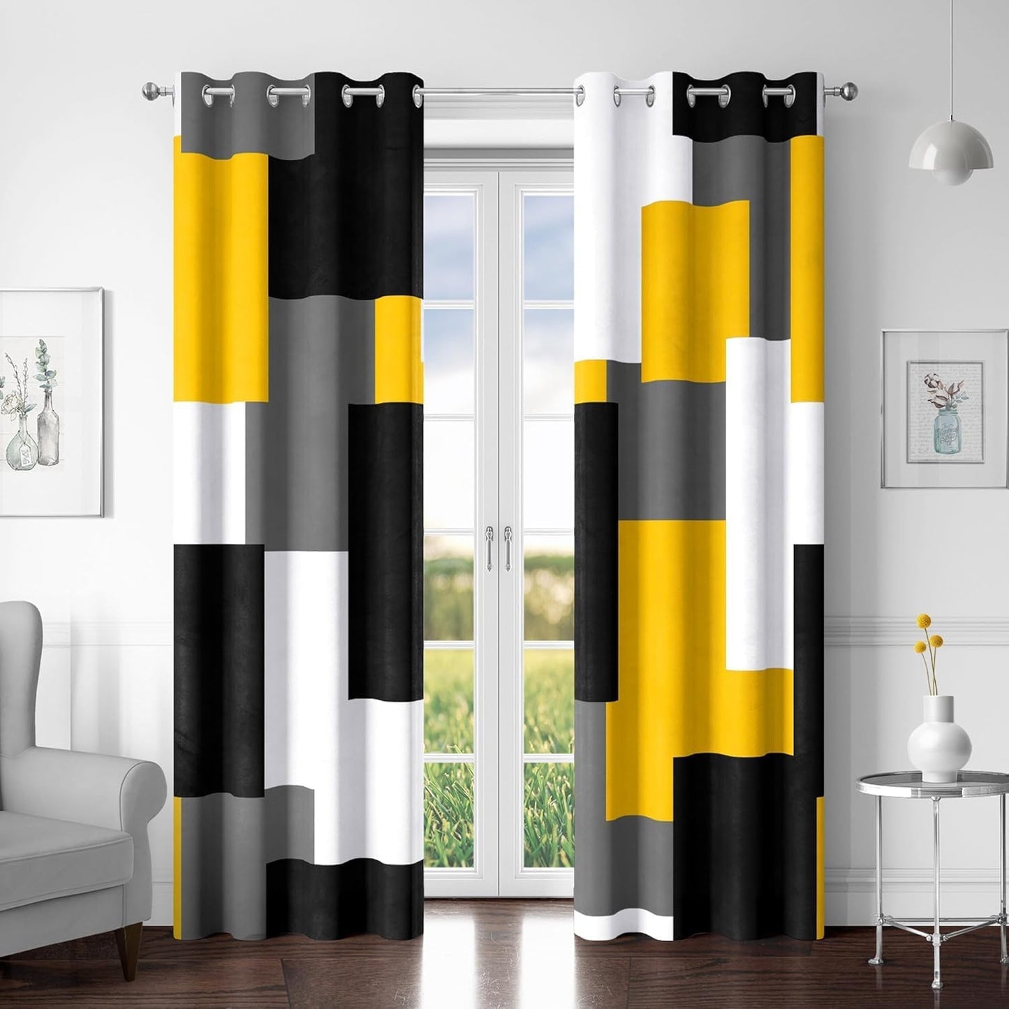 Yellow 100% Blackout Curtains for Bedroom 96 in Long Panels Set