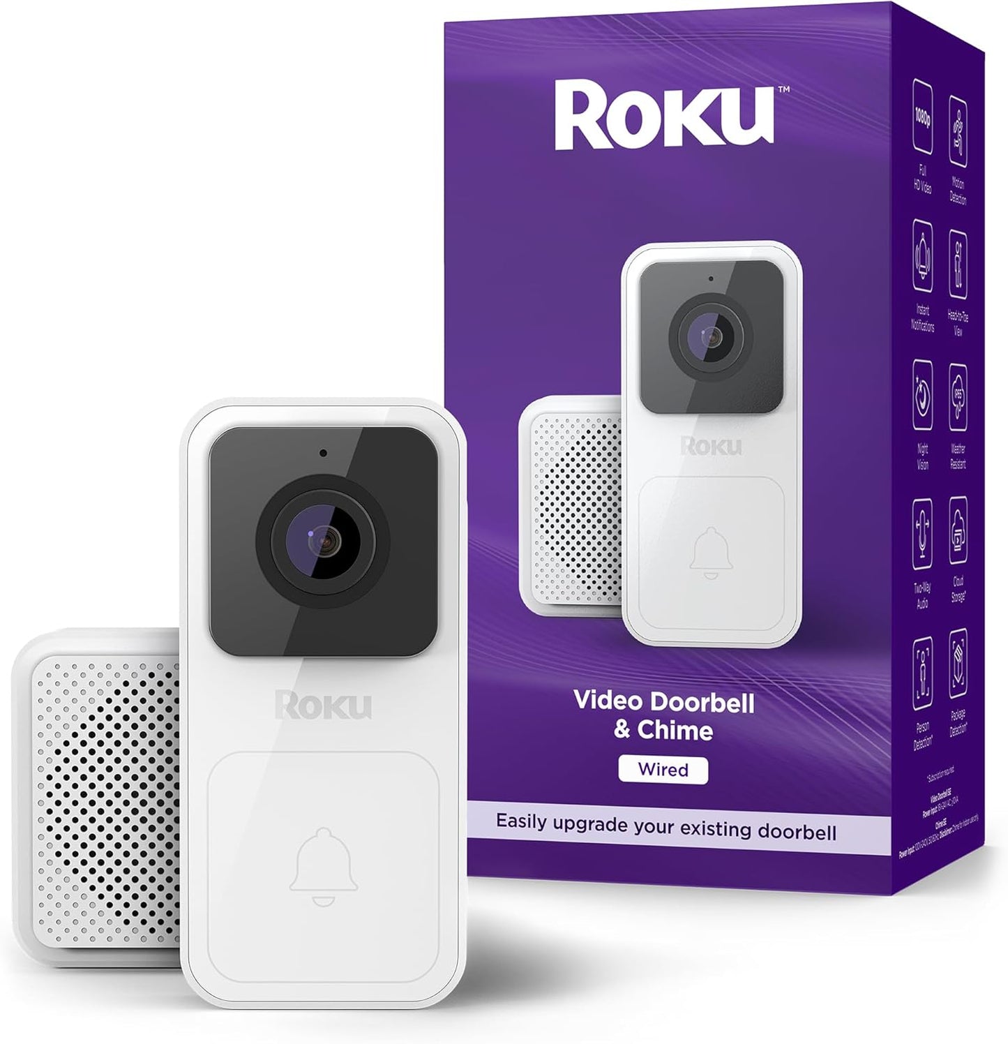 Roku Smart Doorbell - HD Night Vision & 2-Way Audio