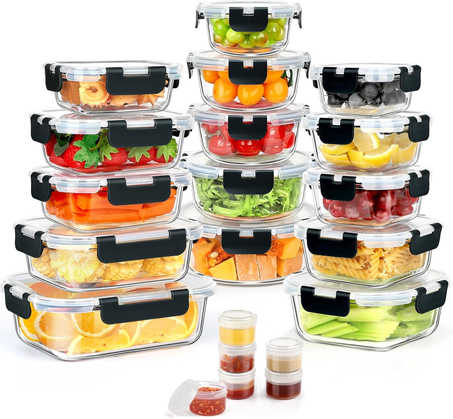 42pcs Glass Food Storage Containers Set for Meal Prep & Lunch