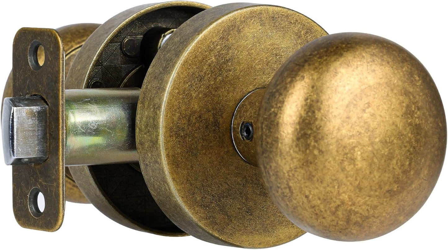 Passage Interior Door Knobs in Antique Brass for Hall and Kitchen