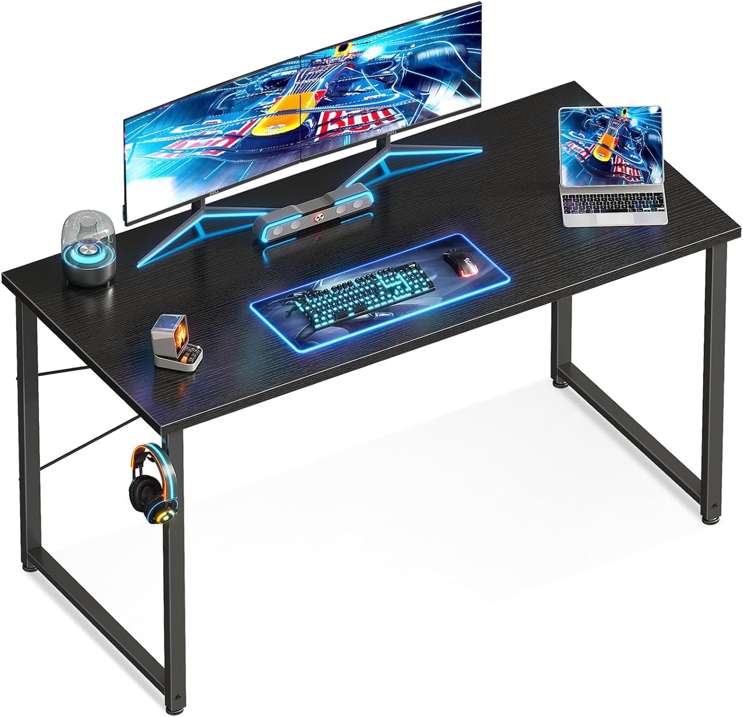Compact Modern Desk with Headphone Hooks