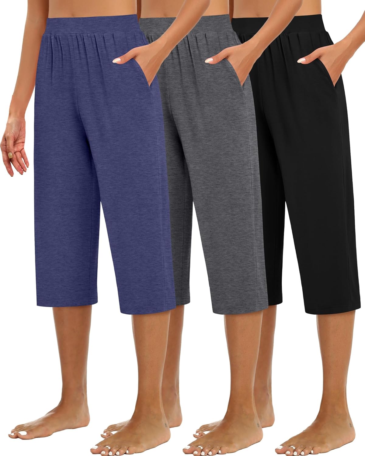 Huukeay Women's Capri Sweatpants: Cozy Wide Leg Joggers