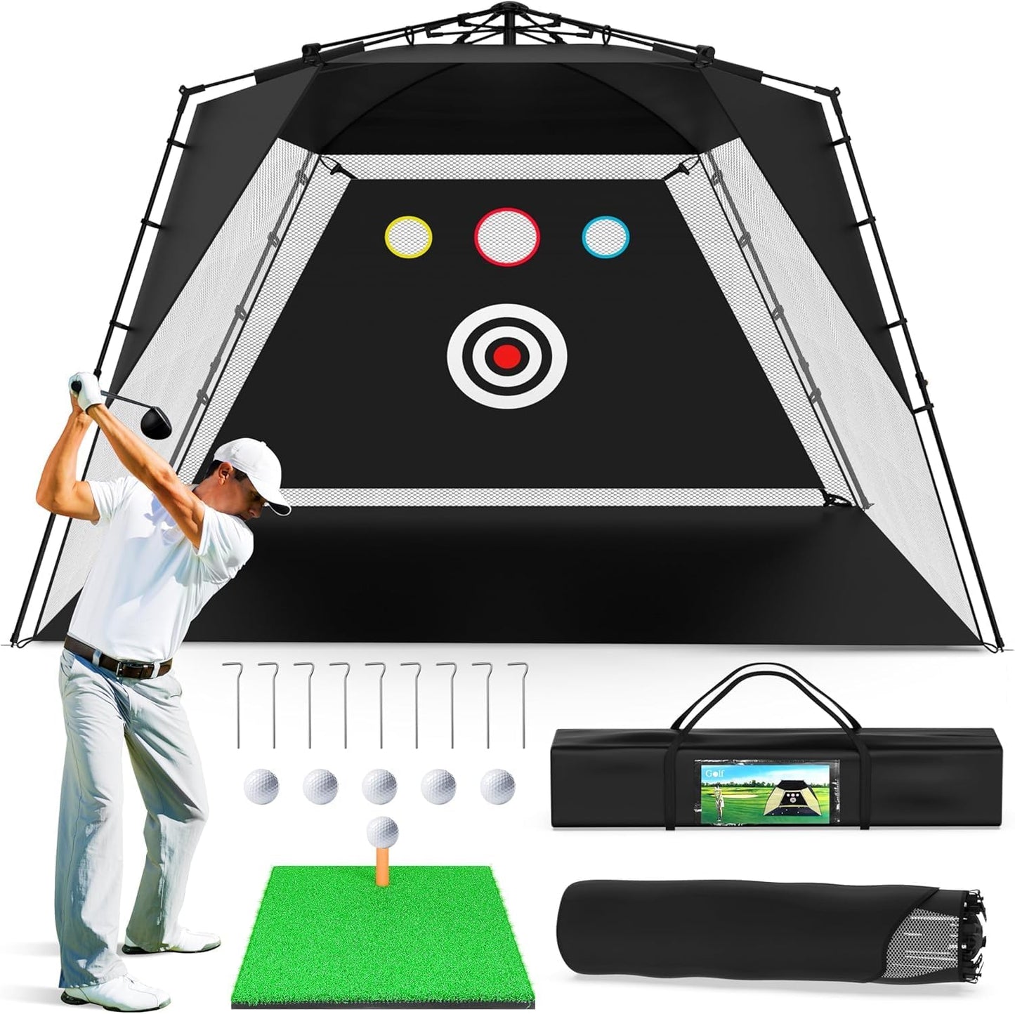 Golf Net for Easy Practice with Turf Mat - Perfect for All Levels