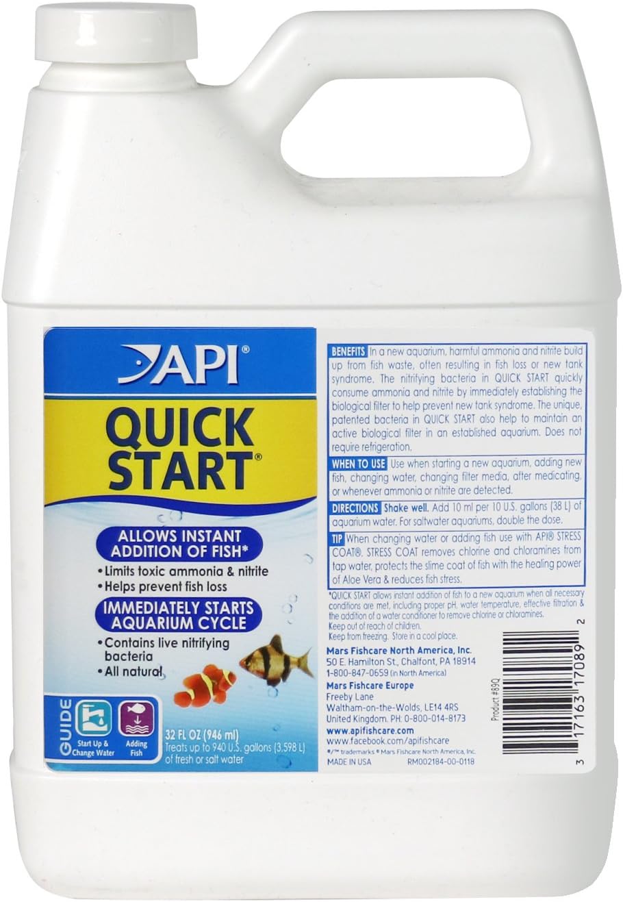 API QUICK START Freshwater and Saltwater Aquarium Bacteria 32-Ounce