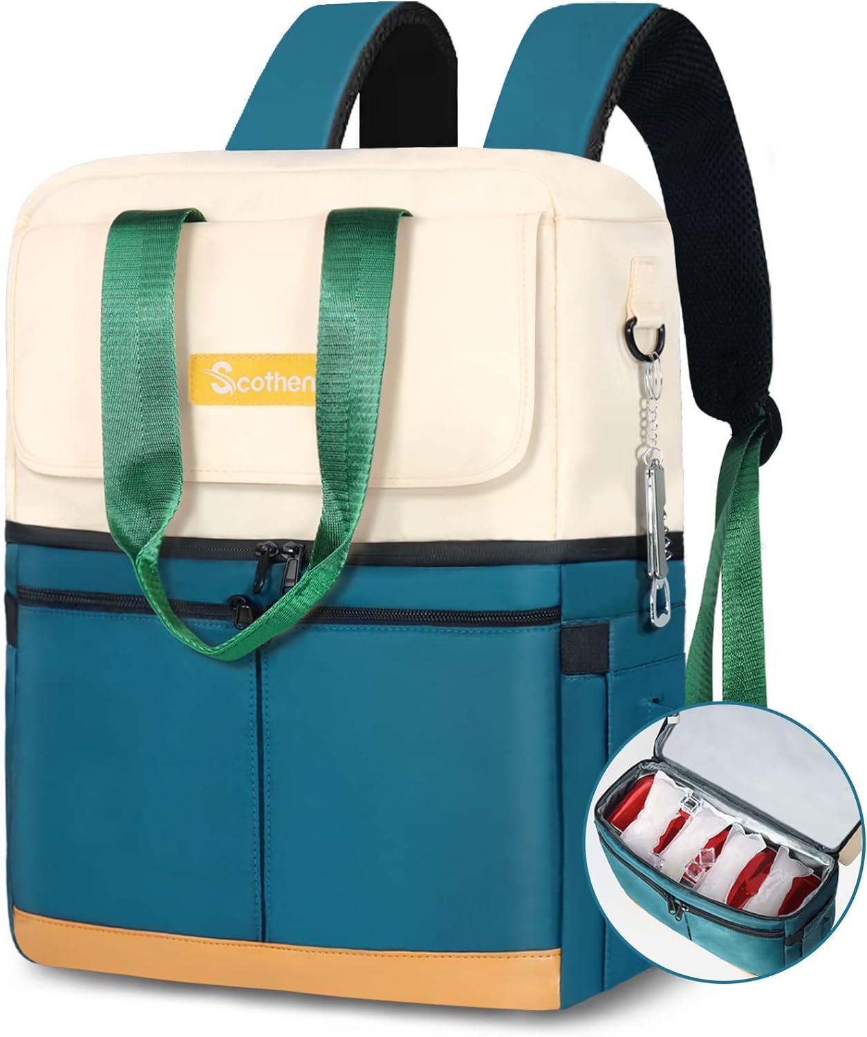 Backpack Cooler with Double Decker Keeps 36 Cans Cold for 24 Hours