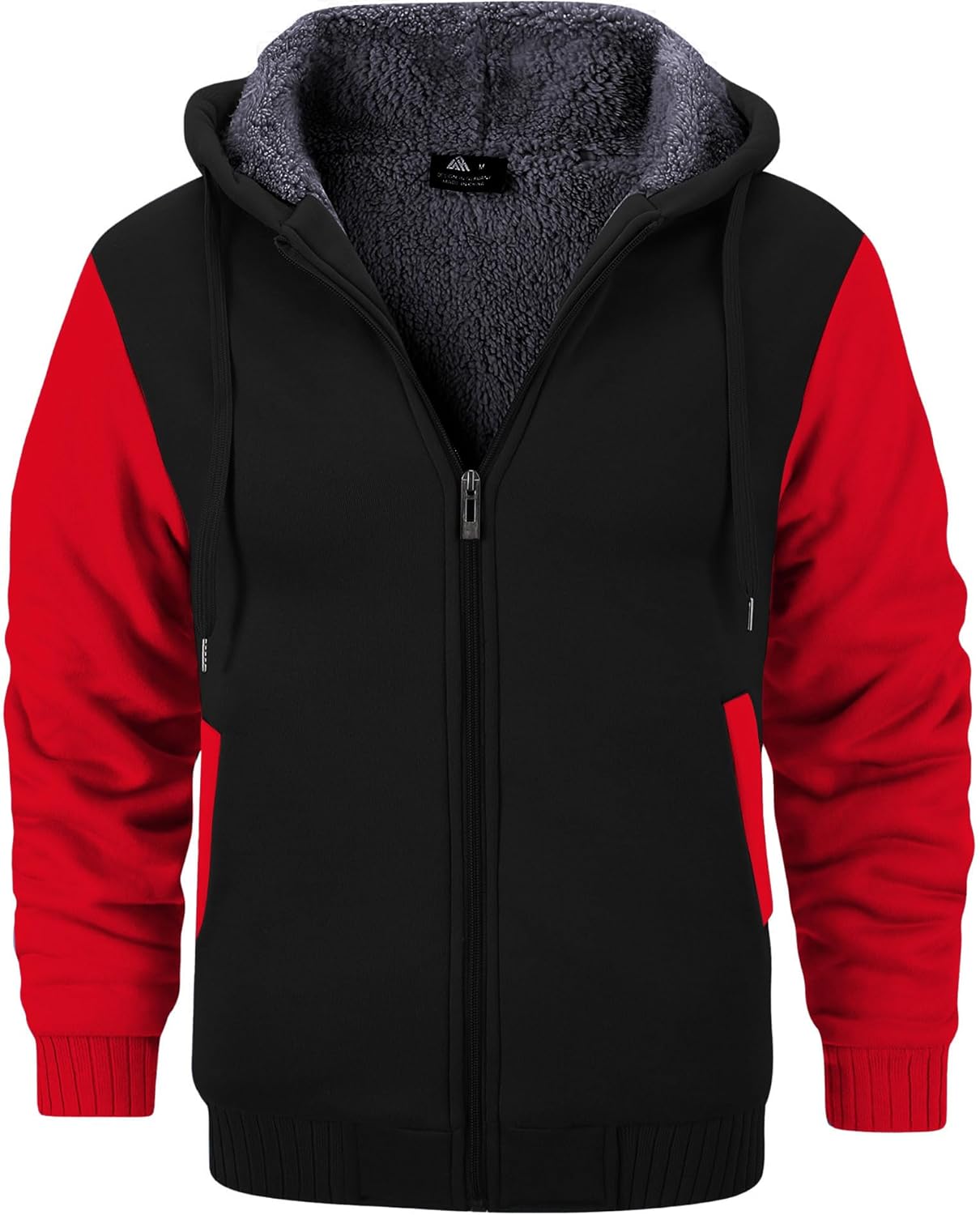 GEEK LIGHTING Mens Fleece-Lined Zip Up Hoodie for Winter Warmth
