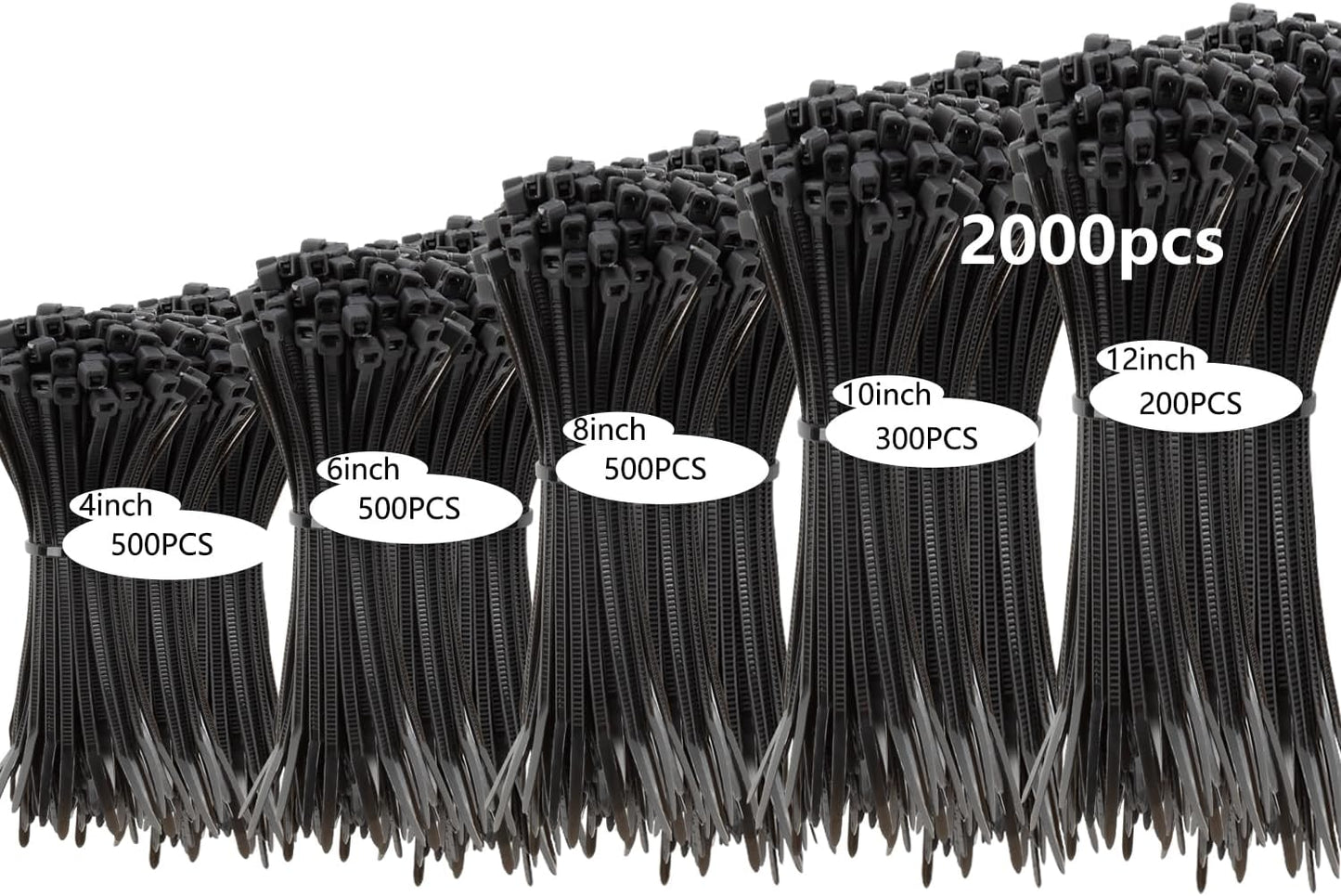 2000 PCS UV Resistant Zip Ties Set - Versatile Cable Straps