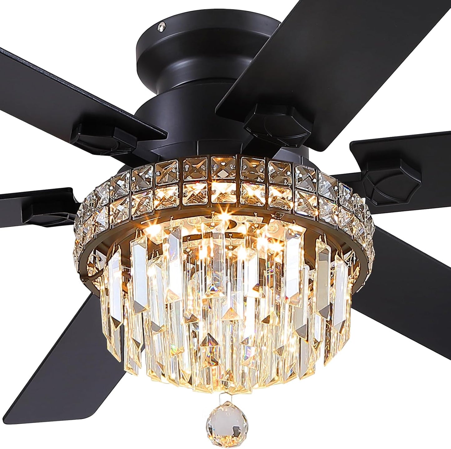 Asyko Crystal Ceiling Fan Fandelier with Lights for Home Use
