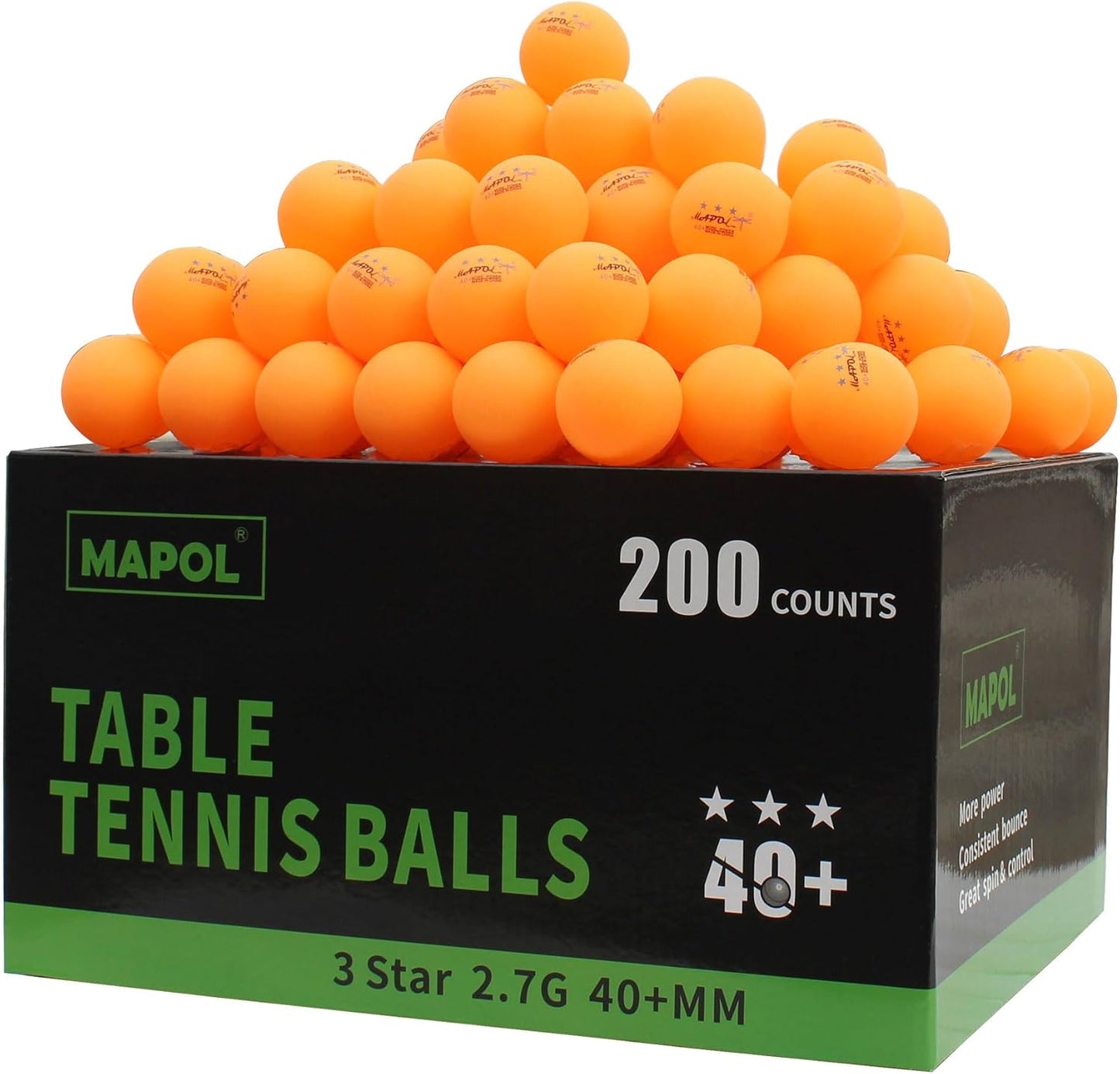 MAPOL 200 Count Table Tennis Balls for Advanced Training