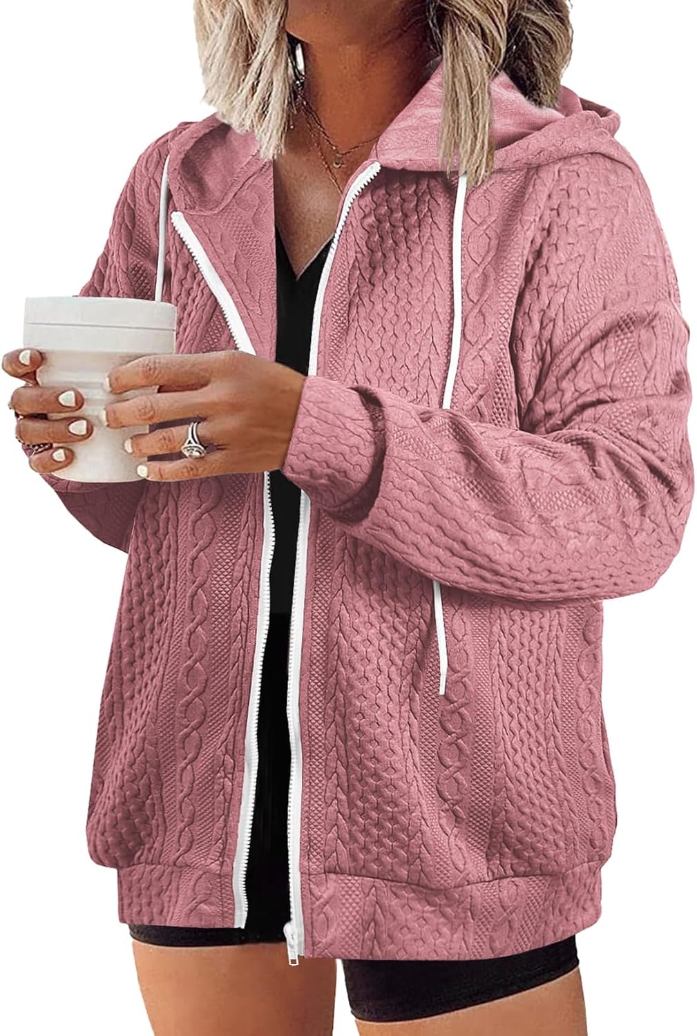 Eytino Plus Size Hoodies Sweatshirt Zip Up Jacket for Women
