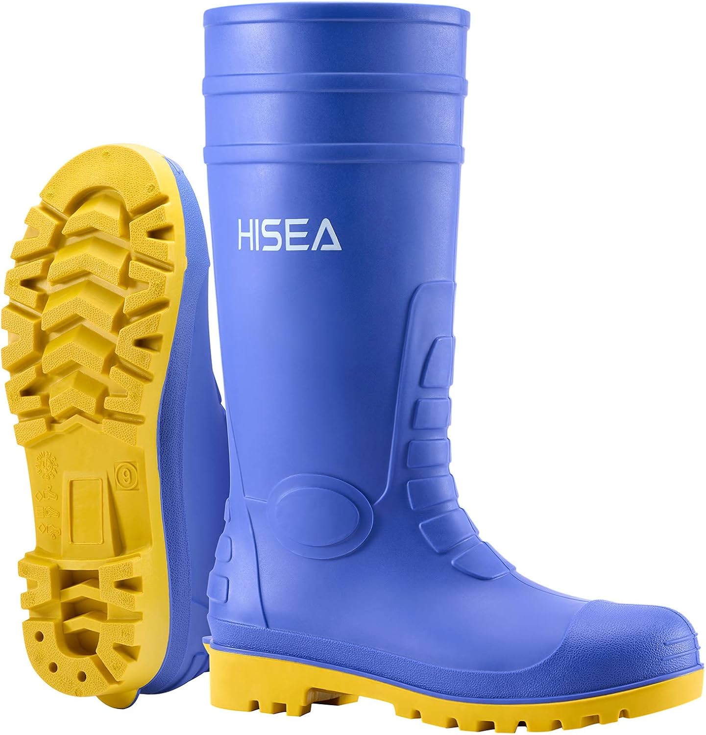 HISEA Men's Steel Toe Rain Boots for Outdoor Work and Fishing