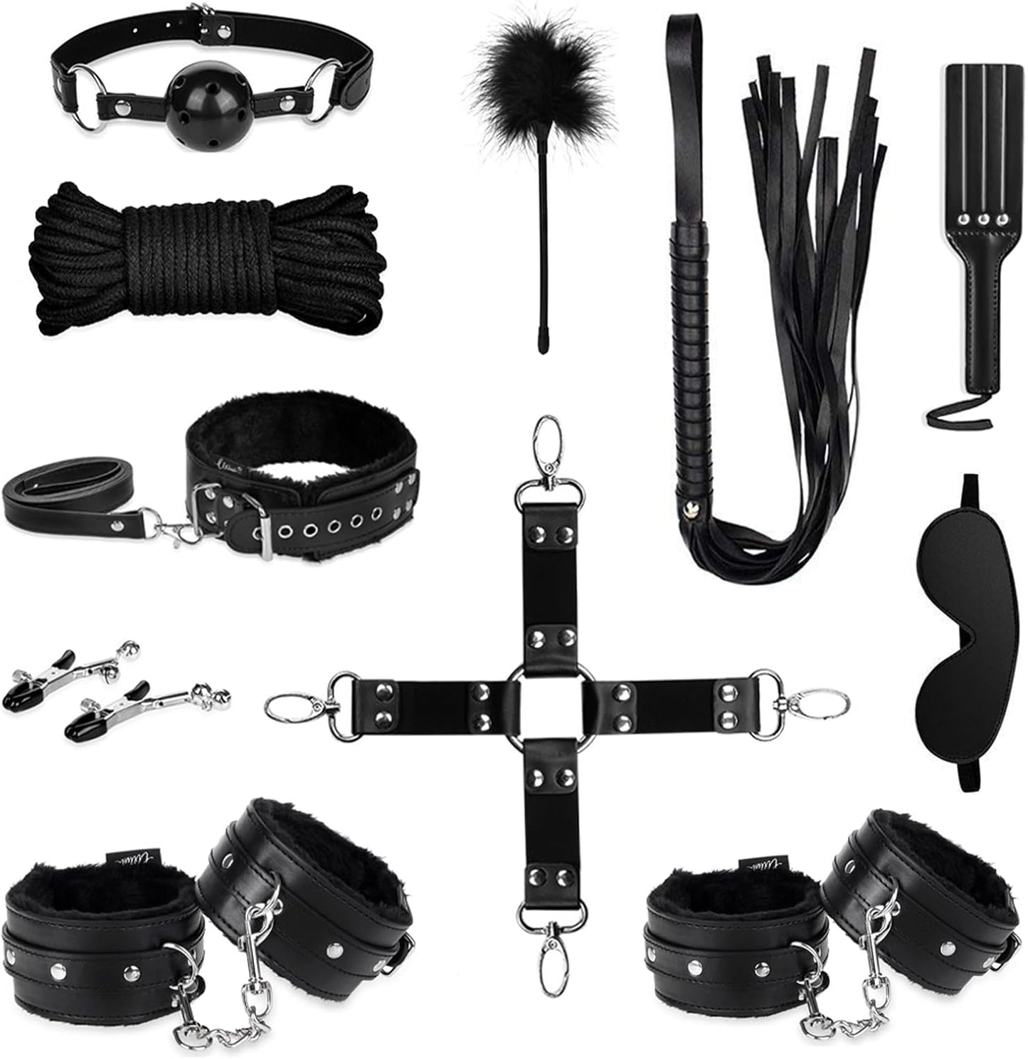 UTIMI Bondage Set 11 Pcs BDSM Leather Restraint Kits for Couples