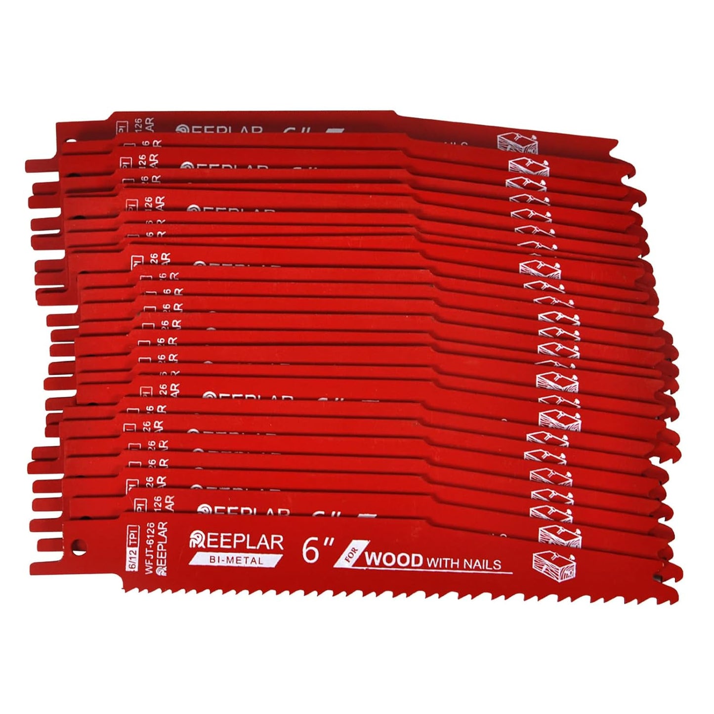 25 Pack 6 Inch Reciprocating Saw Blades for Nail-Embedded Wood