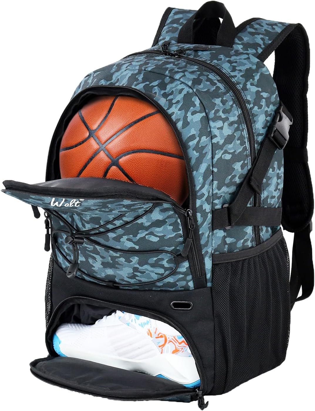 WOLT Basketball Backpack with Separate Ball Holder & Shoes Compartment
