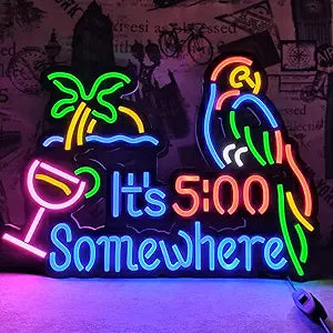 It's 5:00 Some Where LED Neon Sign for Bar and Party Decor