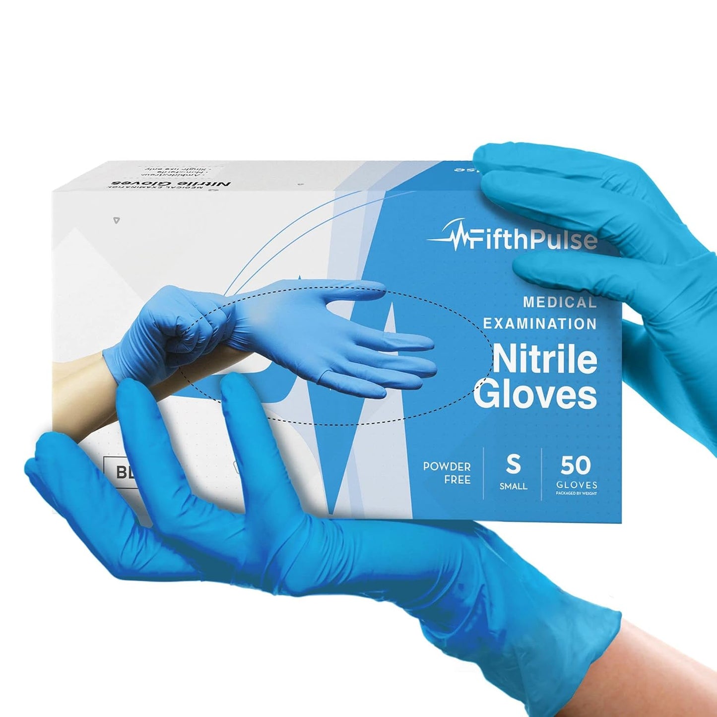 50 Count Small Blue Nitrile Gloves - Medical Grade, Latex-Free, Powder-Free - 3 Mil