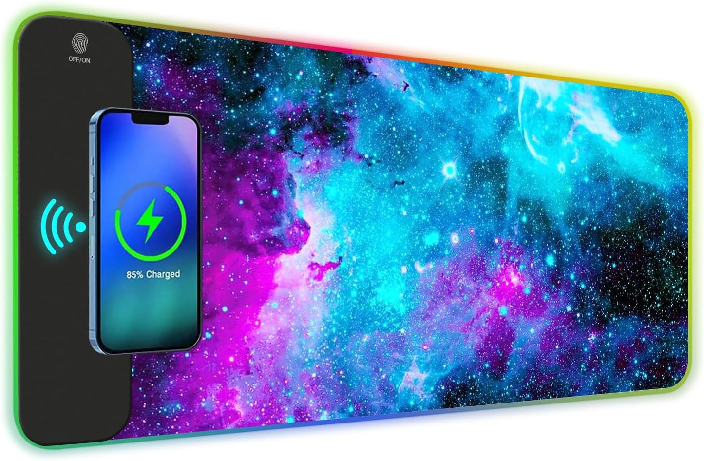 AIMSA Wireless Charging RGB Gaming Mouse Pad with 14 Light Modes