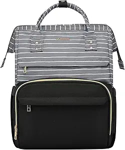 LOVEVOOK Stylish Laptop Backpack for Women - Grey Stripe Design