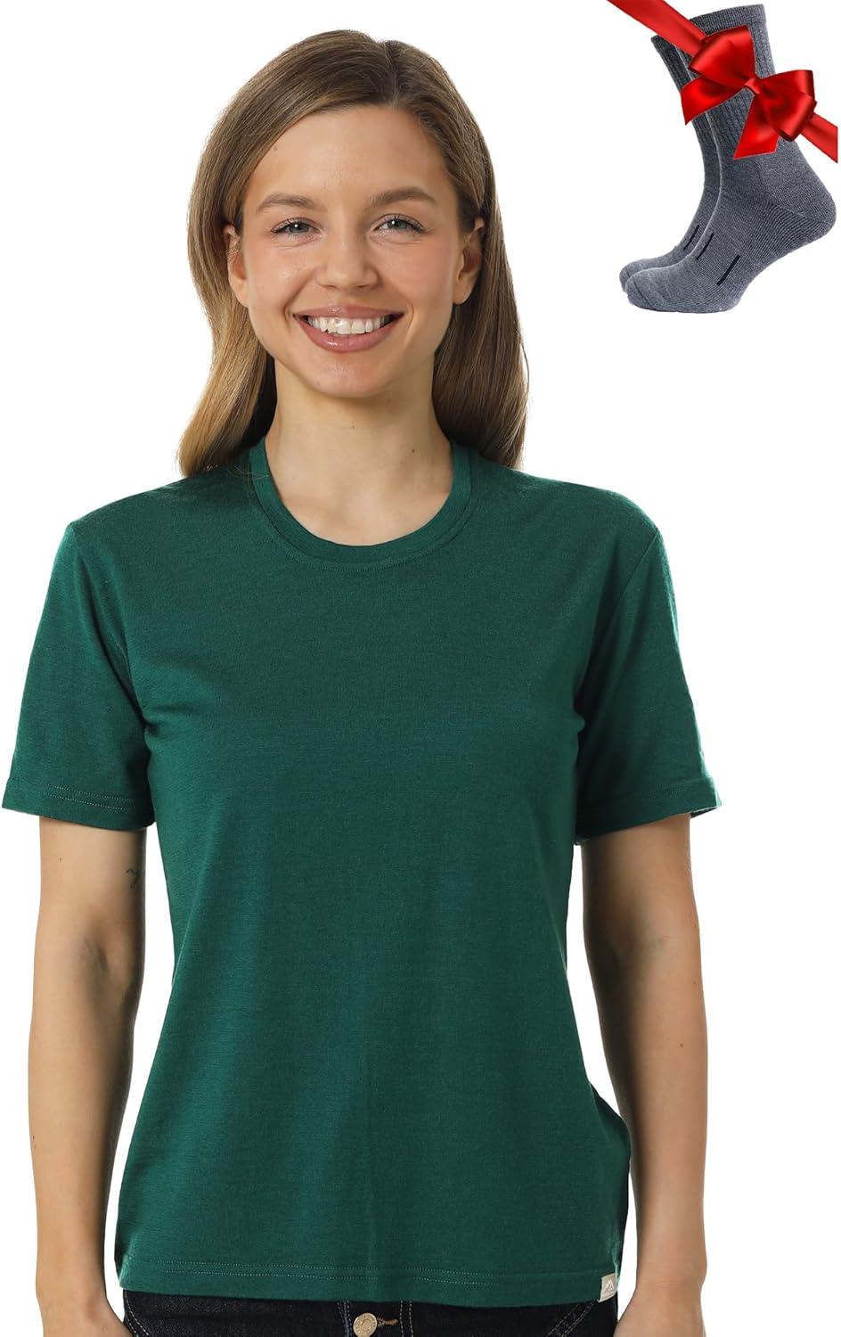 Merino Wool T Shirt Women - Soft, Moisture-Wicking Tee & Socks