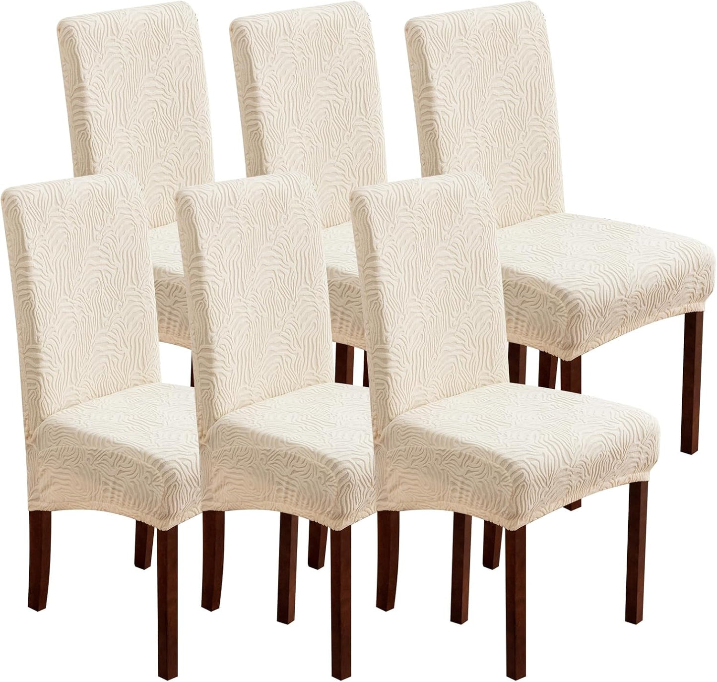 Dining Chair Covers for Stretch Parsons Chairs - 6 Pack Beige