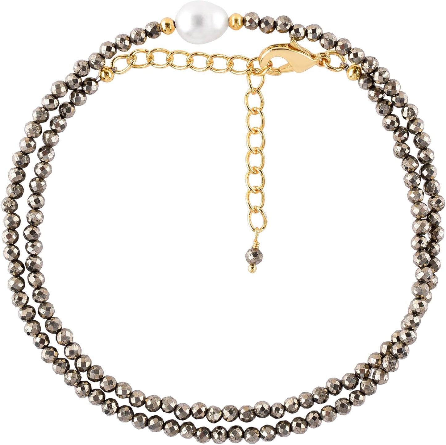 Gemstone Gold Necklace for Women with Freshwater Pearl Charm