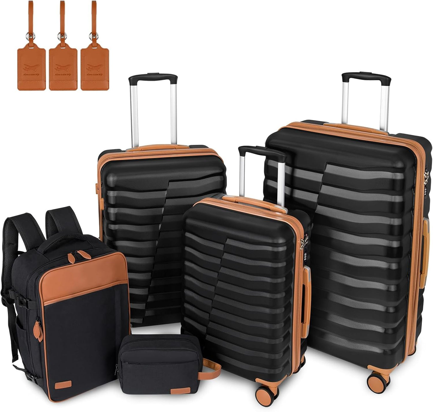 5-Piece Lightweight Luggage Set with Backpack for Travel