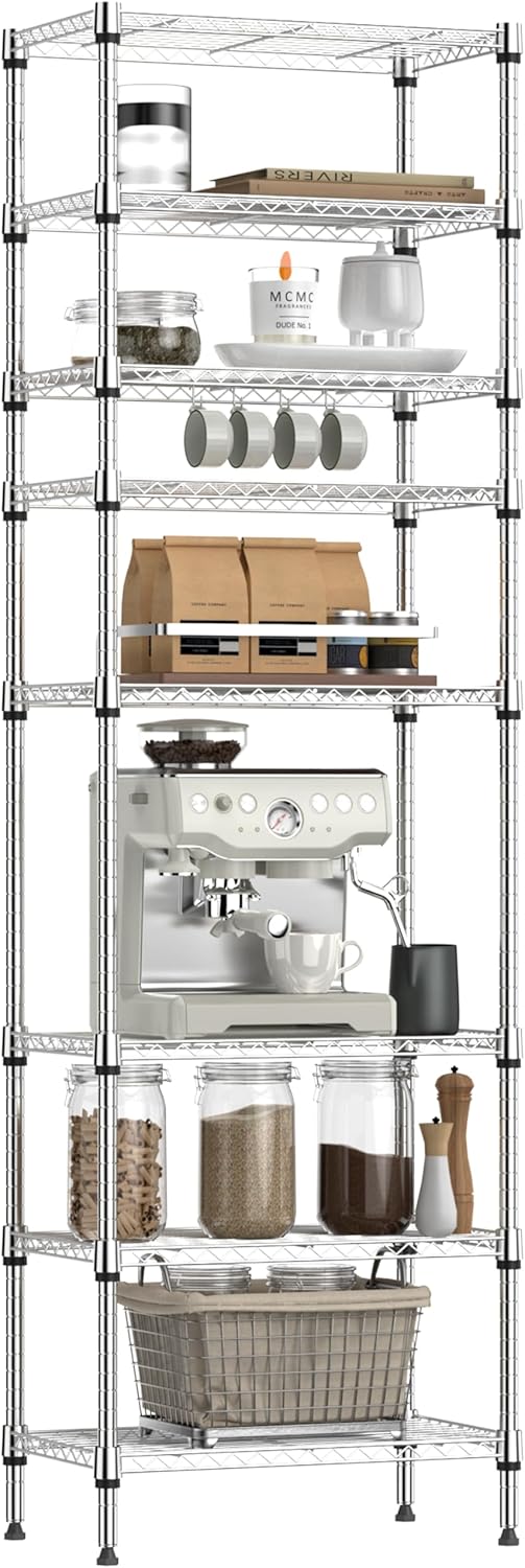 IZEUK 8 Tier Adjustable Metal Storage Shelving Unit for Home