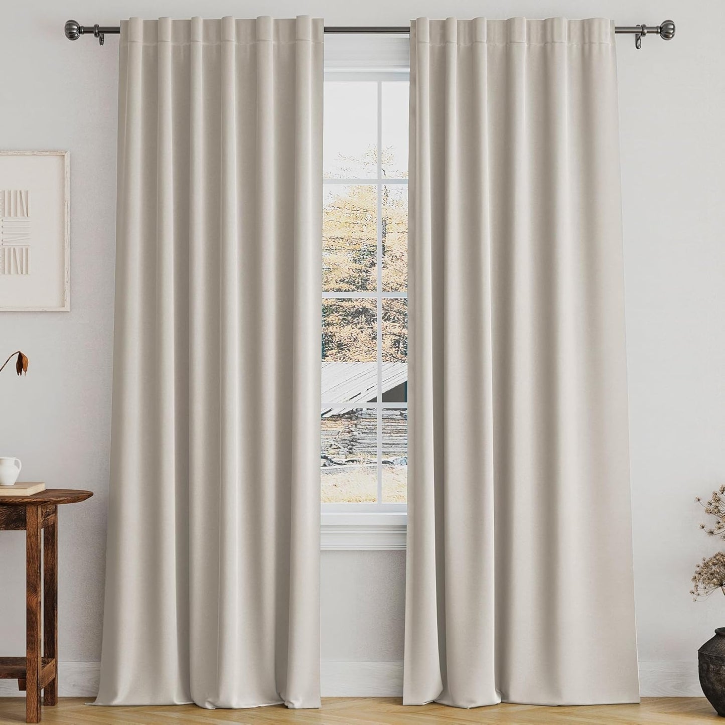 Turquoize Cream Beige Blackout Curtains for Living Room 96 in
