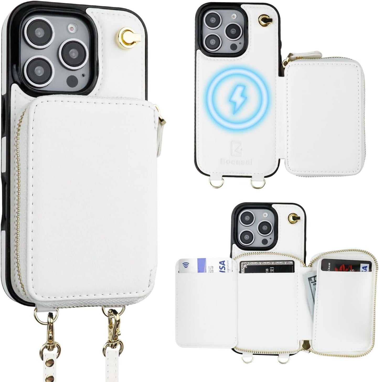 Bocasal MagSafe Crossbody Wallet Case for iPhone 16 Pro - RFID Block