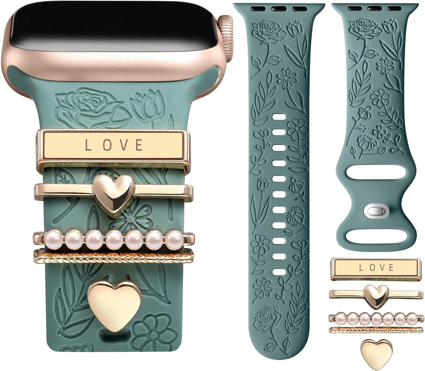 DaQin Flower Engraved Band - Stylish Apple Watch Charms for Women