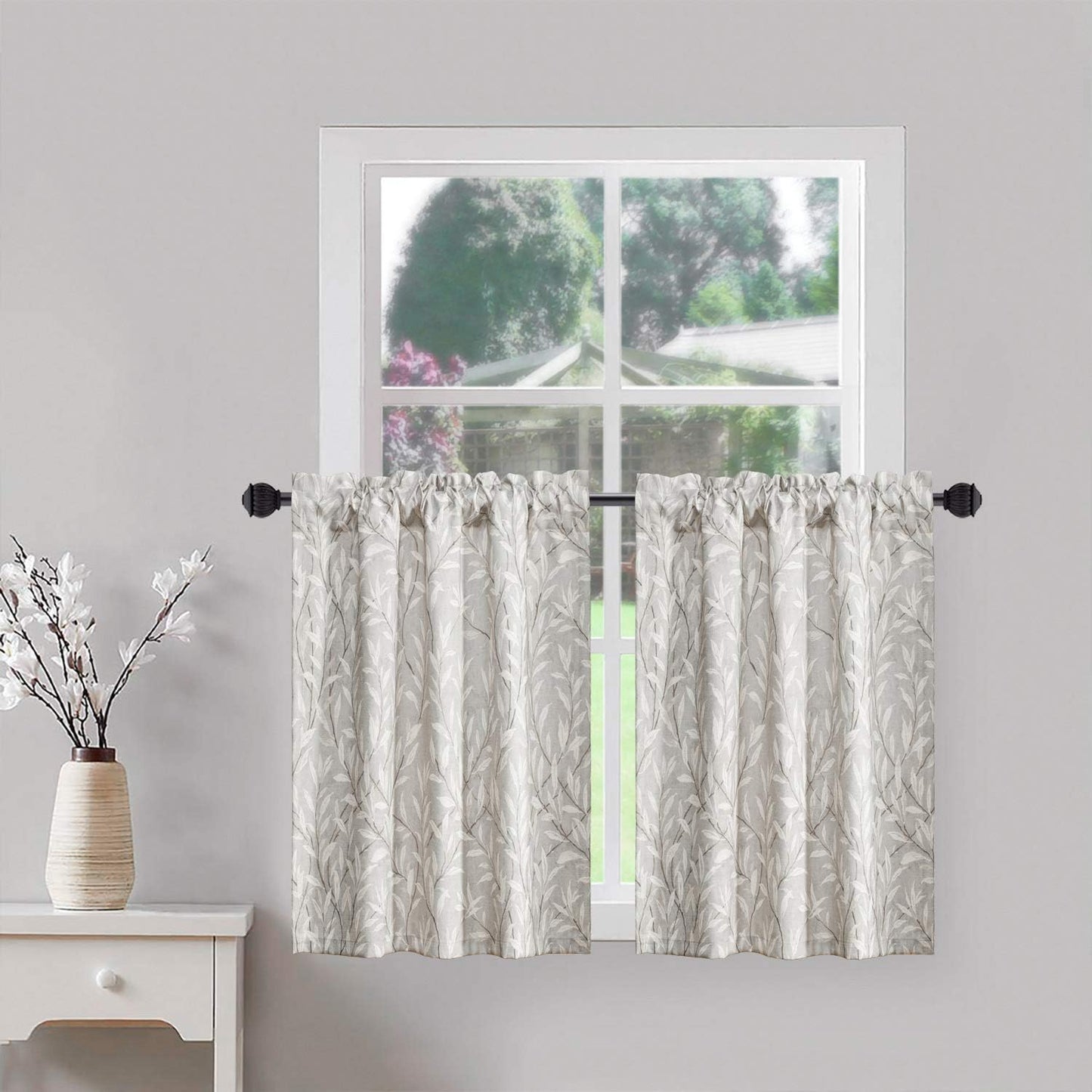 VOGOL 36 Semi Sheer Cafe Curtains - Perfect for Small Spaces