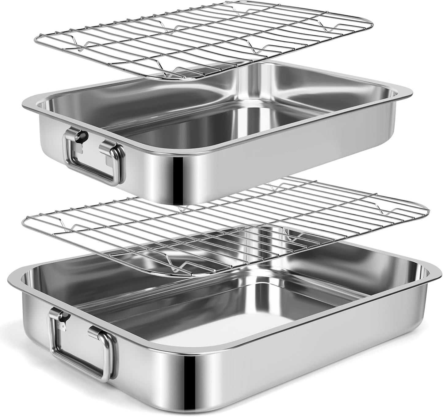 Stainless Steel Roasting Pans with Handles for Versatile Baking