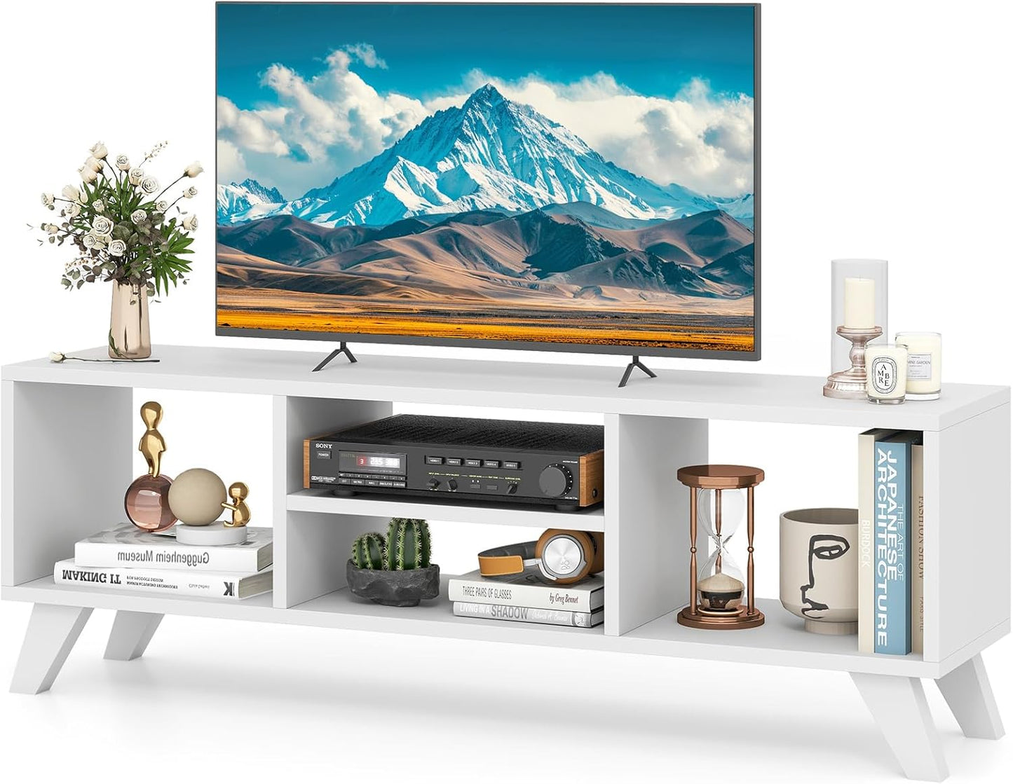 Tangkula White TV Stand: Sleek & Compact Entertainment Hub