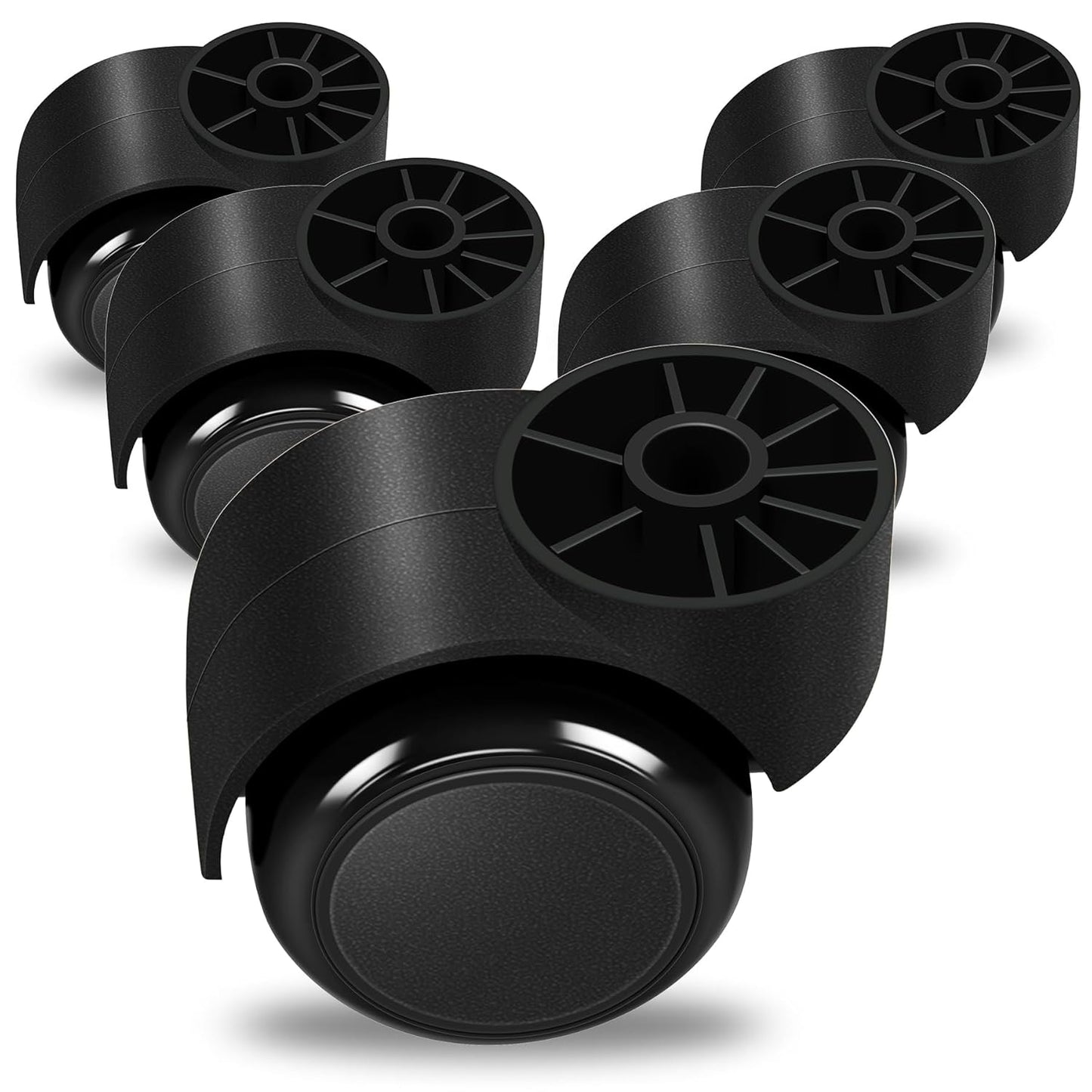 Silent 2 Black Chair Casters Set - Smooth, Silent Mobility