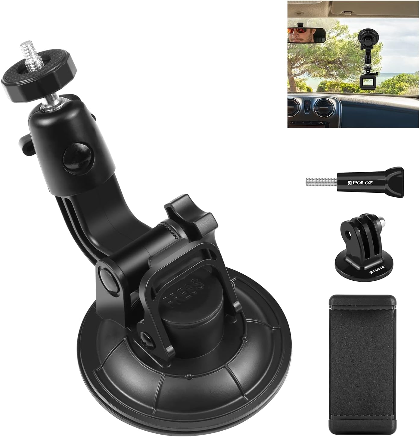 PULUZ Car Suction Cup Mount: Secure Camera Hold