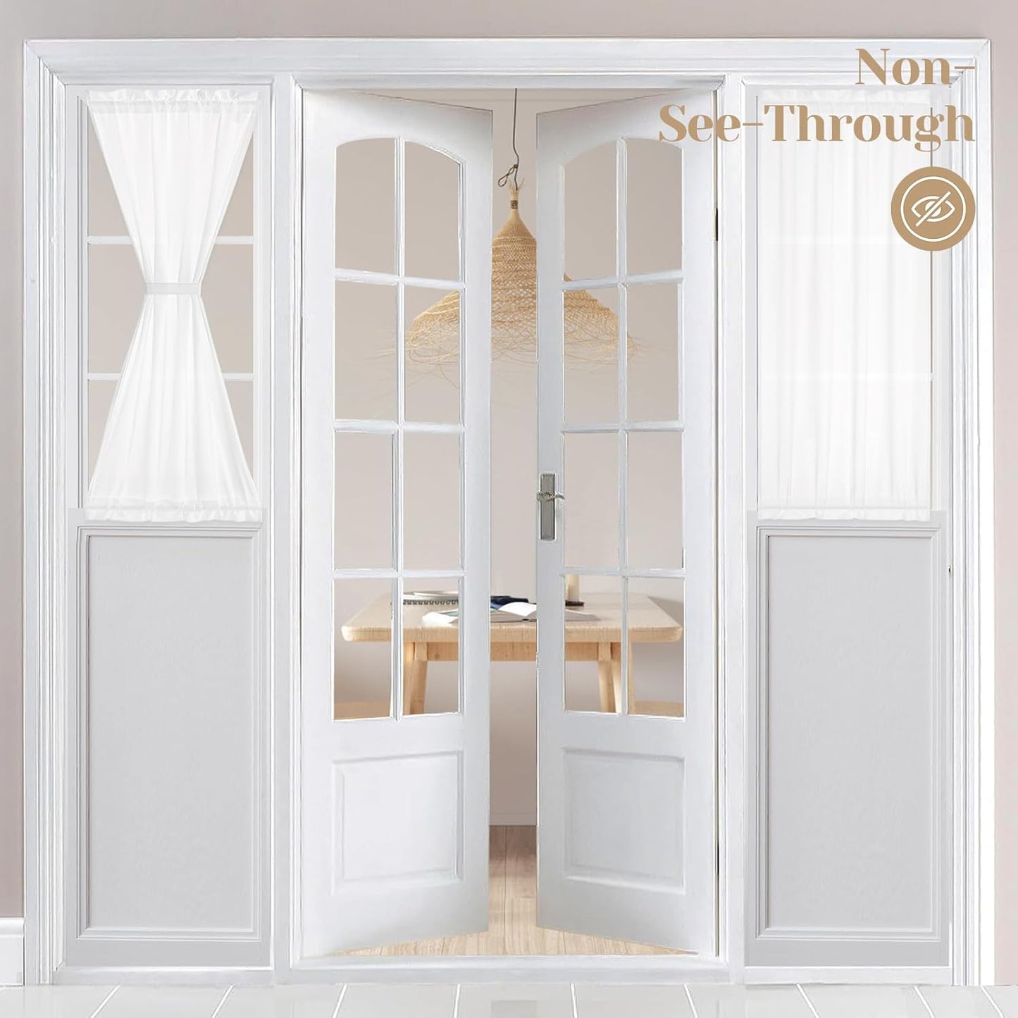 Privacy Sheers for Front Door - White, 2 Panels