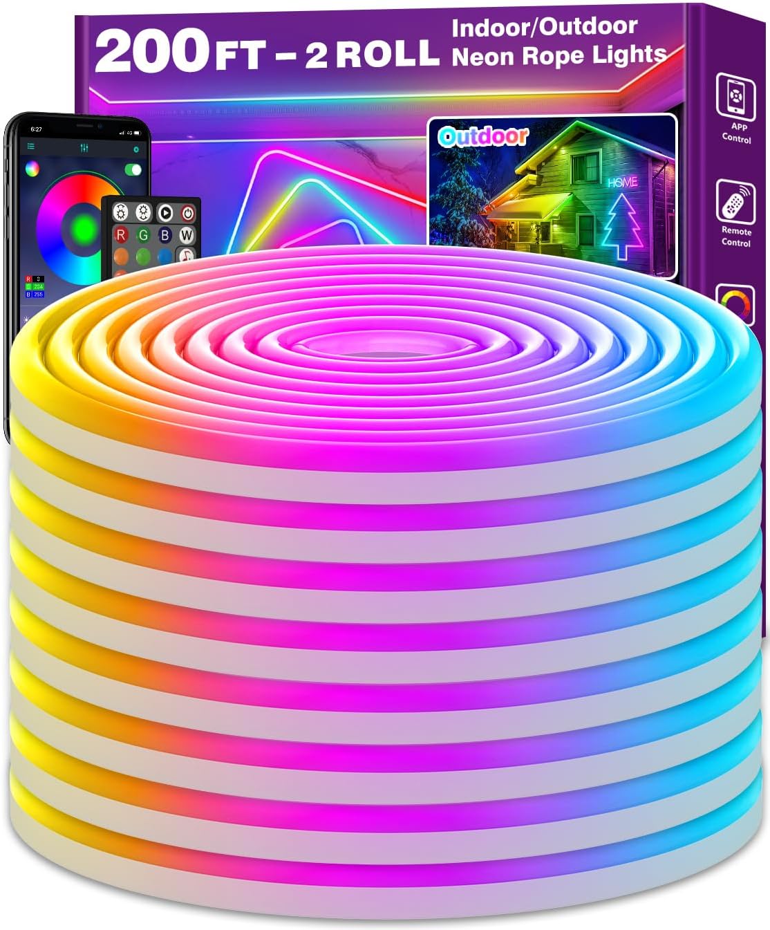 AILBTON 200Ft Neon Rope Lights for Ambience and Gaming Setup