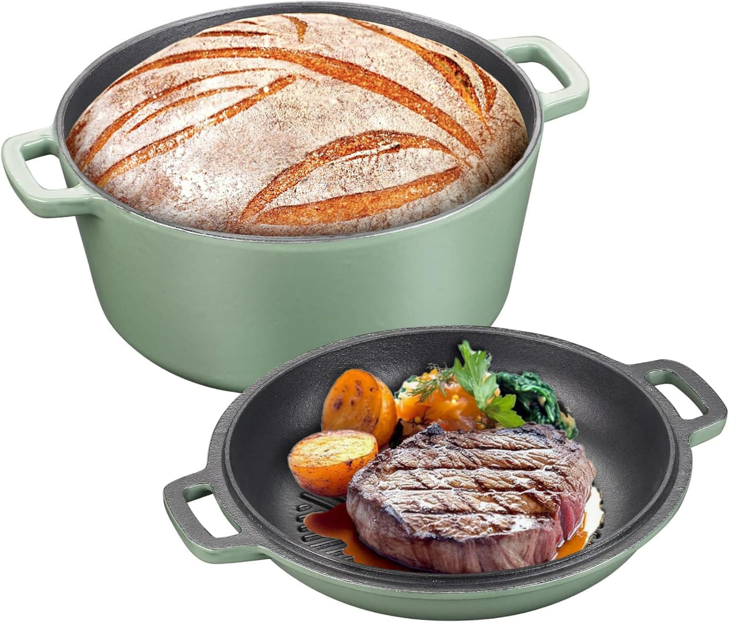 5Qt Dutch Oven with Skillet Lid for Versatile Cooking Needs