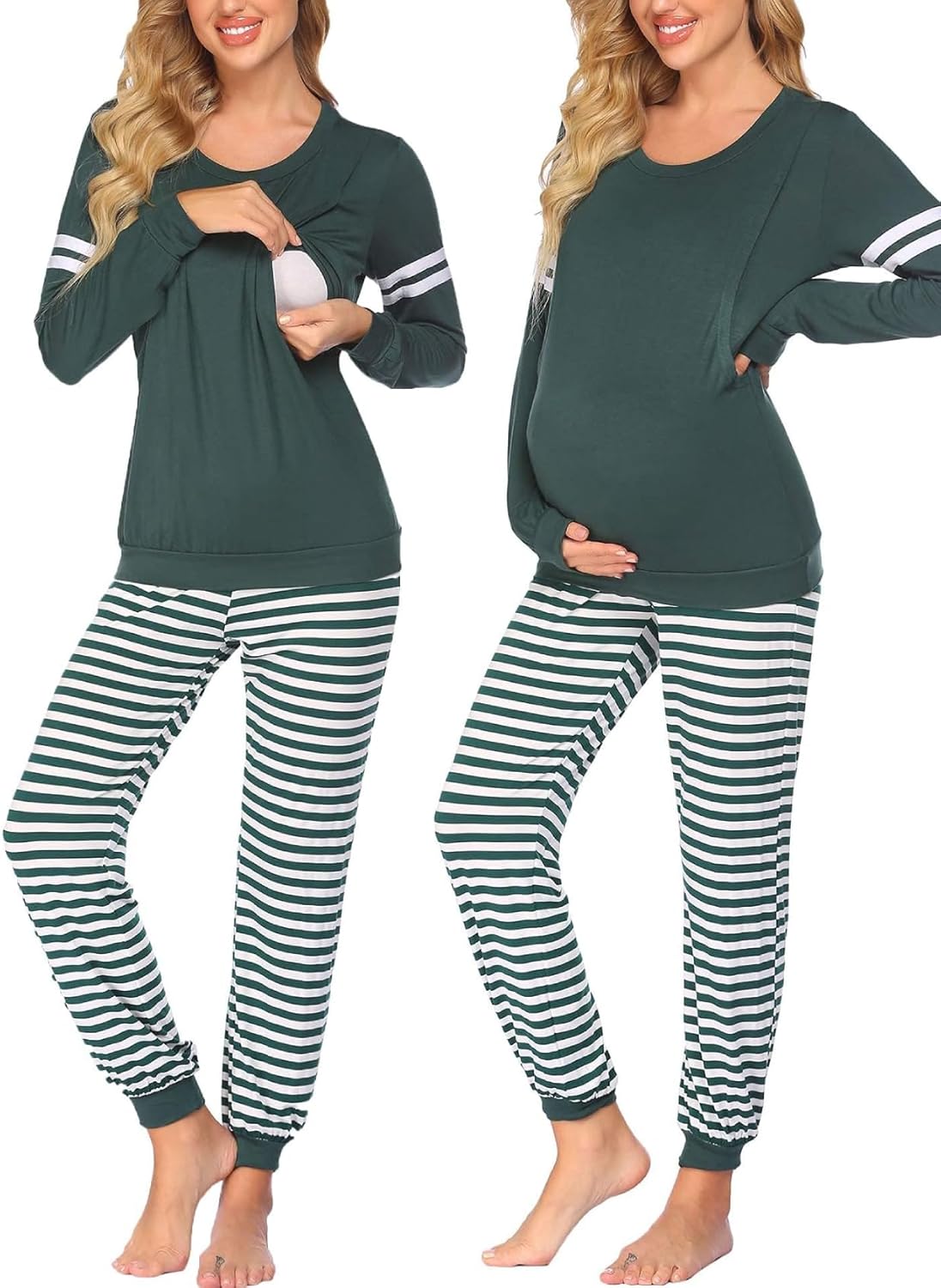 Ekouaer Maternity Pajama Set for Nursing and Breastfeeding Moms