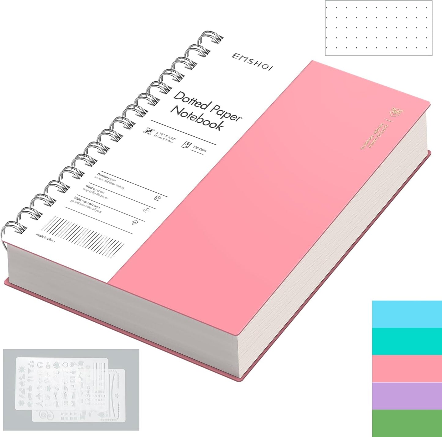 Waterproof A5 Dot Grid Journal 300 Pages Pink