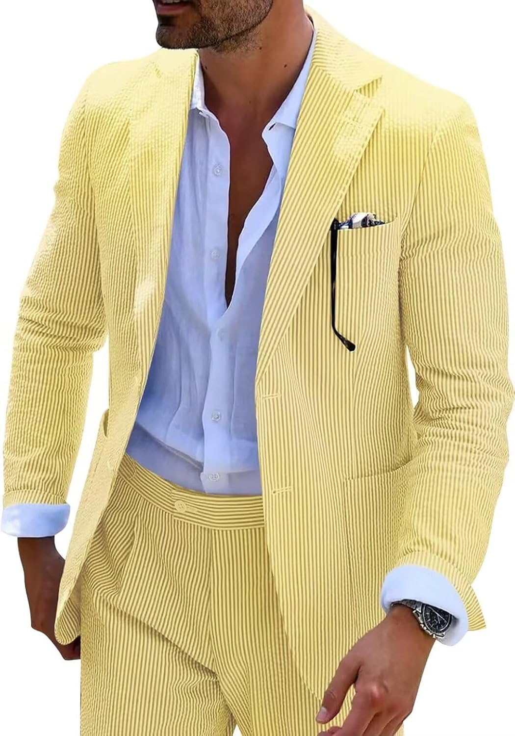 Seersucker Slim Suits for Men - Stylish Summer Wedding Attire